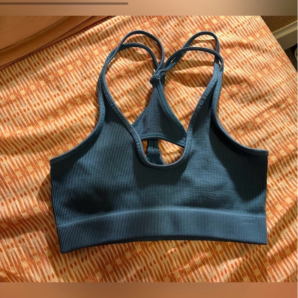 FP Movement by Free People Teal Ribbed Sports Bra